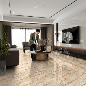 Carreaux de sol en porcelaine effet marbre onyx rose, brillants, en céramique, 600x600mm, pour hôtels et maisons - Product Image 5