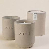 Bougie parfumée AIKUN en pot de ciment style céramique mate avec boîte personnalisée pour cadeaux de mariage et marques de détail