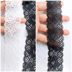 Stock di fabbrica bianco nero 3.5 cm tessuto di pizzo elastico ricamato ciglia materiali per accessori per capelli - Product Image 4