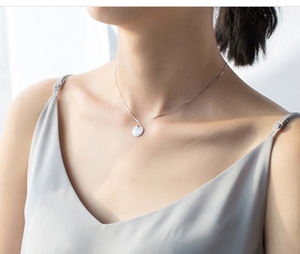 Collar de Plata de Ley 925 con moneda de disco de diseño Simple para joyería colgante grabada con nombre - Product Image 5