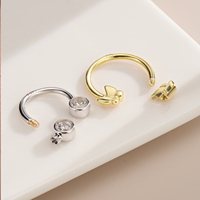 Cincin Septum Kupu-kupu Berbentuk Tapal Kuda dari Emas Padat 14K untuk Hidung dan Tulang Rawan Telinga Helix Tragus Perhiasan Tindik Anting