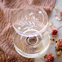 Boîte à alliances ronde en acrylique transparent, support à bagues personnalisé, organisateur de bijoux de fiançailles, présentoir de cadeau de mariage personnalisé