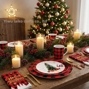 Ensemble de vaisselle de fête de Noël style flocon de neige, 96 pièces, <span class=keywords><strong>serviettes</strong></span> en <span class=keywords><strong>papier</strong></span>, gobelets, assiettes, couteaux, fourchettes pour fête d'anniversaire - Product Image 2