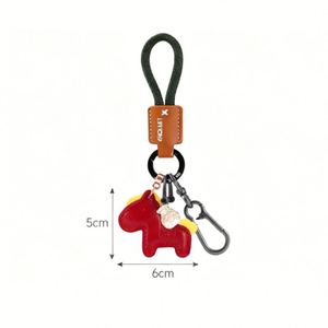 Handmade Leather Good Luck Pendant <b>Rings</b> Car <b>Key</b> Chain 2026 Horse Keychain <b>Bag</b> Charm New Year Gift - Product Image 2