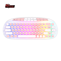Royal Kludge RK Keyboard Gamimg Nirkabel Led Warna Bulat Keyboard Kustom Thai Bahasa Keycaps Pink Keyboard Lucu Mekanik