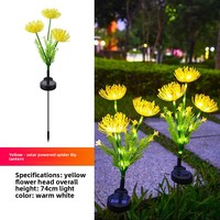 Lampe solaire à piquer pour jardin, LED IP65, guirlande lumineuse en forme de fleur artificielle, fil de cuivre, certifiée RoHS, contrôle inductif pour pelouse