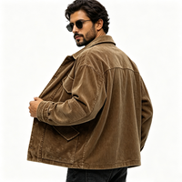 Veste cargo en velours côtelé délavé à l'acide pour homme, coupe oversize, style streetwear vintage, vêtement de travail écologique, poches à rabat, logo personnalisé d'usine, OEM