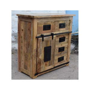 Buffet en bois massif de luxe avec design artistique sculpté à la main et plusieurs armoires pour la salle à manger - Product Image 3