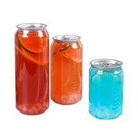 Nouvelle conception de canettes en plastique transparent jetables avec logo personnalisé, 330 ml, avec couvercles à clipser pour thé au lait, jus, gâteau, smoothie, marque XJ