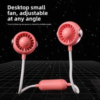 Ventilateur de cou d'astronaute portable rechargeable par USB à double tête Mini ventilateur de cou paresseux pour l'extérieur RV Hotel Garage Plastic