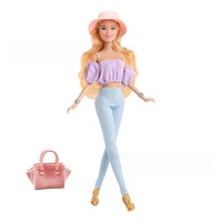 Lot de 5 tenues de poupée de mode de 30 cm cousues à la main pour l'été, décontractées, pour fêtes, plage, défilés de mode, avec chapeau, lunettes de soleil et chien de compagnie