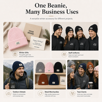Bonnet multicolore en gros avec étiquette personnalisée, bonnet tricoté chaud d'hiver à revers, unisexe pour hommes et femmes, idéal pour le ski et les activités de plein air