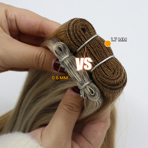 Venta caliente extensiones <span class=keywords><strong>de</strong></span> cabello Remy ruso para Genius Weft doble dibujado Color claro se puede cortar <span class=keywords><strong>invisible</strong></span> - Product Image 5