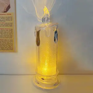 Velas de chá sem chama de plástico transparente, led lâmpada para chá, com baterias, votivo