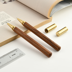 Premium Massief Palissander En Ebbenhout Retro Messing Balpen 0.5Mm Aangepaste Logo Gelpennen - Product Image 3