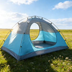 Tente de camping familiale d'extérieur avec structure double couche à armature droite, étanche et robuste, indice d'étanchéité 3000 mm - Product Image 3