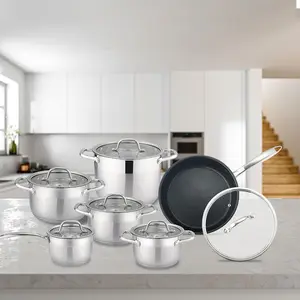 Best Quality Wholesale Stainless Steel Non Sticky Cooking Pots And Pans Set Luxury Saucepan Cookware Sets