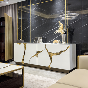 <span class=keywords><strong>Buffet</strong></span> en bois avec fissures dorées au design créatif, rangement en métal, salle à manger, salon, meubles de luxe pour villa - Product Image 6