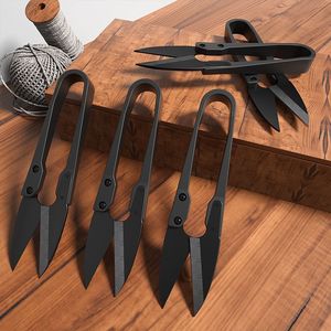 Tijeras de hilo de acero con alto contenido de carbono, negras, en forma de V, para punto de cruz, recorte de hilos de ropa, manualidades y bricolaje. - Product Image 1