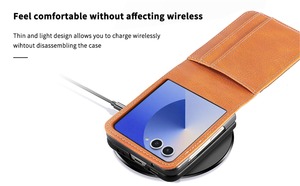 Étui de téléphone portable portefeuille en cuir PU de luxe avec fentes pour cartes compatible avec les modèles Samsung Z Flip 3 <span class=keywords><strong>4</strong></span> 5 6 7 FE - Product Image 2