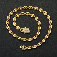 Kalung emas 18K baja tahan karat tahan air rantai Tautan Kuba 6mm 8mm rantai hidung babi waktu panjang kerah tidak pudar 8mm