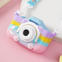 Étui en silicone pour appareil photo pour enfants avec motif de chat arc-en-ciel, écran IPS de 2 pouces, 48MP, photo, vidéo, médias sociaux, cadeau pour enfants X5