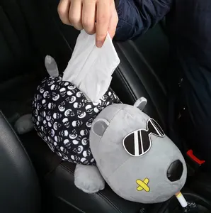 Criativo Car Tissue Box Plush Husky Cartoon Animals Caixa De Papel no Braço Encosto De Cabeça Acessórios Do Carro