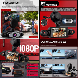 Podofo 3" Dash Cam 1080P 4 Lens <b>Camera</b>*4 Front and Side Car DVR Loop Recording Night Vision <b>Motion</b> Detection Bulk Supplier - Product Image 3