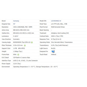 LSC400HN02 Samsung หน้า<span class=keywords><strong>จอ</strong></span><span class=keywords><strong>ทีวี</strong></span>ขนาด<span class=keywords><strong>40</strong></span><span class=keywords><strong>นิ้ว</strong></span>, หน้า<span class=keywords><strong>จอ</strong></span>อะไหล่ขนาด1920x1080 FHD ความสว่างสูง<span class=keywords><strong>จอ</strong></span>แสดงผล LCD แผงเซลล์เปิด - Product Image 5