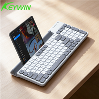Nuevo Diseño, Teclado Inalámbrico de Oficina y Negocios de Modo Dual Recargable, 98 Teclas, 2.4G, BT1, BT2, BT3, con Ranura para Tarjeta, para PC y Portátil