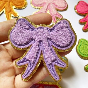 Accessori per borse da te all'ingrosso di alta qualità su ferro personalizzato su <span class=keywords><strong>nastro</strong></span> termosalato fiocco 3D ricamo patch in ciniglia - Product Image 5