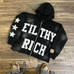 Sudadera con Capucha Extra Grande de Diseño Personalizado, Estilo Urbano Otoñal, 100% Algodón, 500GSM, Ecológica, con Pedrería, Vintage, Deslavada al Ácido - Product Image 5