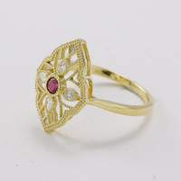 DEYIN, nuevo conjunto de joyería fina de piedras preciosas de estilo Vintage, anillos de rubí de diamante Natural Real de oro puro de 18 quilates para mujer