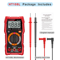 HT108L Multimeter Digital kecil populer dengan pengukur lampu latar Multitester tegangan resistensi Ampere Ohm untuk dijual