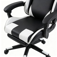Chaise de jeu en cuir PU, mousse haute densité, ergonomique, inclinable, repose-pieds réglable, appui-tête réglable, chaise pivotante de course, pivotement à 360 degrés