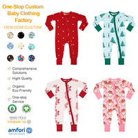 Combinaison pour bébé en bambou biologique, pyjama de Noël pour bébé, vêtements de nuit écologiques pour nouveau-né, combinaison de sommeil pour bébé à impression personnalisée, vêtements pour nourrissons