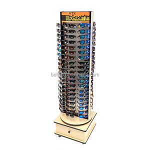 Cửa Hàng Quang Học Di Động Hai Mặt Sàn Đứng Bằng Gỗ Xoay Kính Râm Hiển Thị - Product Image 1