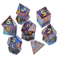 LuxeRoll – Ensemble de 7 dés en résine Galaxy Dark Sharp Edge, dés polyédriques à chiffres dorés pour DND, jeux de société TRPG, collection, cadeau
