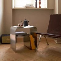 Table de chevet en acier inoxydable d'occasion, petite table d'appoint, meuble de rangement simple et moderne pour salon, aucun installation requise