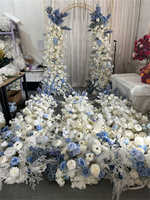 Vente d'usine IFG : Arches de fleurs en soie blanches et bleues en forme de corne pour décorations de mariage, de fêtes, de Noël et de Pâques