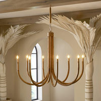 Lustre de style nordique, luminaire simple pour salle à manger et chambre, suspension dorée en métal et rotin, plafonnier