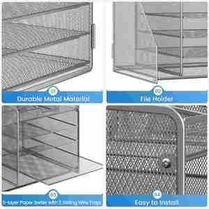 4-Tiers Mesh Metal Desk <b>Organizer</b> for Home Use Office Supplies From China-under Desk Drawer <b>File</b> Trays Crafted Metal <b>Organizer</b> - Product Image 6