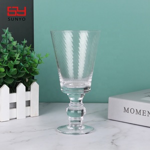Verres à whisky <span class=keywords><strong>Antoine</strong></span> sur pied faits à la main personnalisés sans plomb cristal transparent côtelé café eau Champagne - Product Image 2