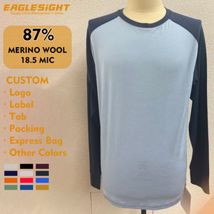 T-shirt à manches longues pour homme en <span class=keywords><strong>laine</strong></span> mérinos 18,5 microns, 87 % mérinos, 13 % nylon, jersey 180 g/m², léger, respirant, <span class=keywords><strong>couche</strong></span> de base - Product Image 1