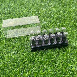 12ピース/セットミニ小サンプル丸型リップバームセットボックスクリアプラスチック口紅チューブ容器黒口紅チューブテスト用 - Product Image 2