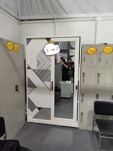 批发价格推拉门可拆卸门钢Almirah设计印花图案金属衣柜衣橱 - Product Image 3
