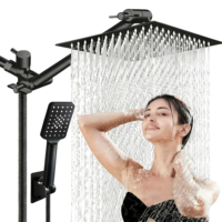 Ensemble de douche mural encastré YITE en acier inoxydable brossé moderne, mitigeur thermostatique à poignée unique, finition chromée, jet doux