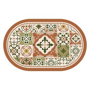 Alfombra de Baño Antideslizante de Tierra de Diatomeas en Forma de U con Diseño Floral Vintage, Color Rojo Cubano - Product Image 1