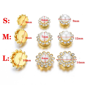 Garra de ouro pérola com contas de strass para broche botão bowknot, joalheria DIY - Product Image 2