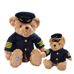 批发可定制ODM超软毛绒飞行员泰迪熊航空纪念被子飞行员生日礼物 - Product Image 1